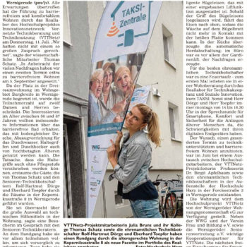 Bericht im Generalanzeiger Wernigerode über die Fürhung durch das Reallabor des Projektes VTTNetz vom 27./28.07.2019