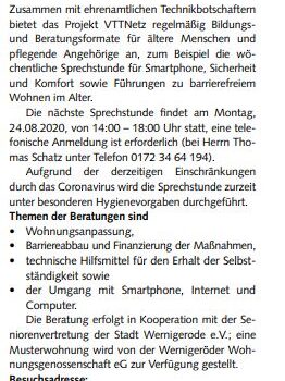 Artikel aus dem Amtsblatt der Stadt Wernigerode vom 09/20