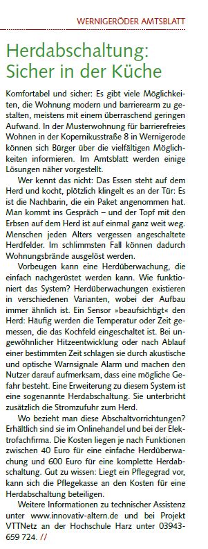 Artikel aus dem Amtsblatt der Stadt Wernigerode vom 10/20