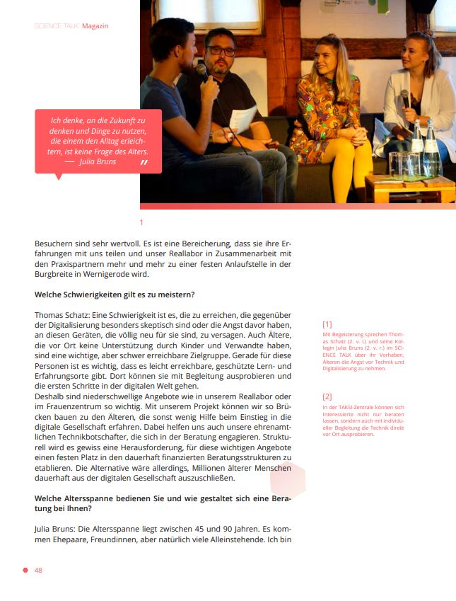 Interview mit VTTNetz-Mitarbeitern Thomas Schatz und Julia Bruns, erschienen im Science Talk-Magazin im Herbst 2020