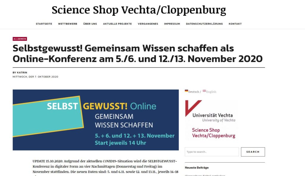 VTTNetz hat sich an der selbstgewusst-Konferenz in Cloppenburg mit einem Video beteiligt.